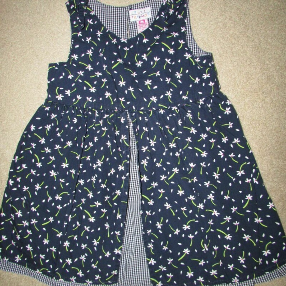 JUST FRIENDS NAVY BLUE FLORALFLOWY DRESS W COTTON